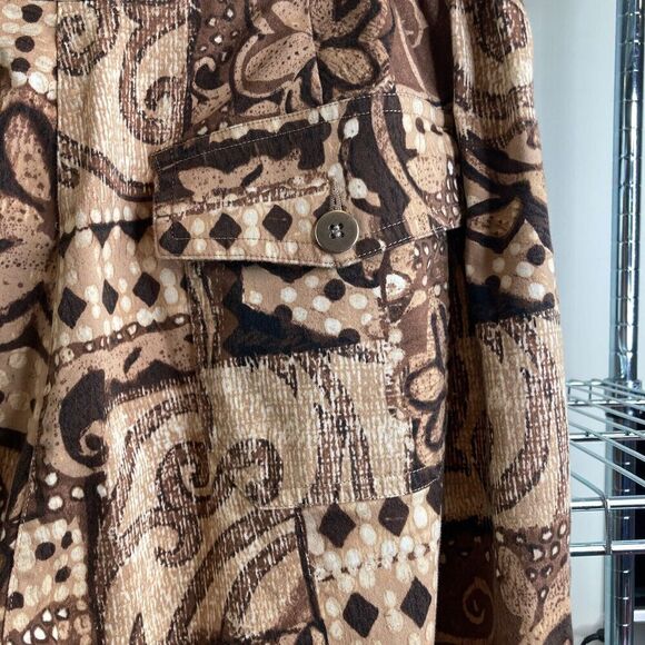 Chicos Women's Dark‎ Floral Boho Capri Pants Size 2 Beachy Lounging Vacation - Picture 6 of 12